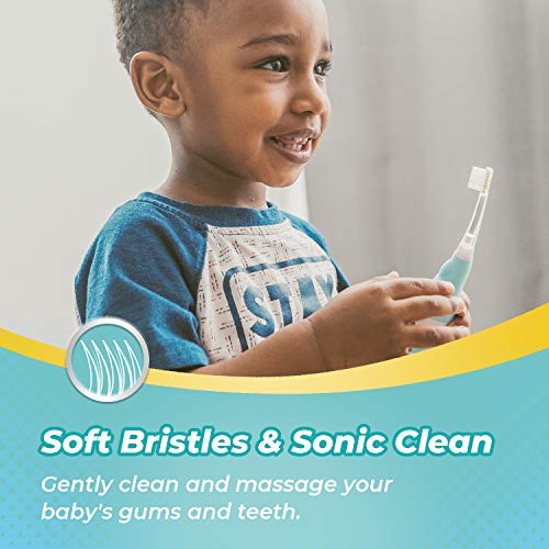 Papablic (4 Pack) Baby Sonic Electric Toothbrush, Toddler Toothbrush For Ages 1-3 Years With Cute Dino Cover And Smart Led Timer, 4 Brush Heads (Debby) #TOP3