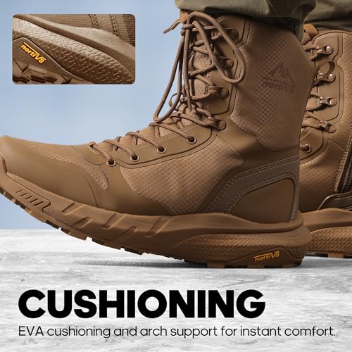 Image of NORTIV 8 Men's Military Tactical Boot Lightweight Comfortable Boots for Work All Day Side Zipper Motorcycle Combat Hiking Boots Metrostrike(8-9 Inches)