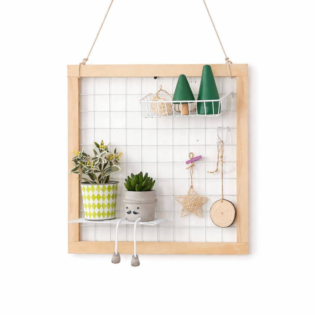 Celosías para terraza Exterior, de Madera, Decorativas Resistentes, Enrejado Pared Plantas, 10 Ganchos, 10 Unidades, Moderno Sencillo, Cuadrado
