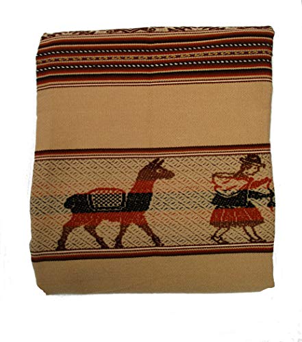 Ethnic Table Cloth Llama South America Native Fabric Peru Ecuador Bolivia Alpaca (Camel) #TOP1