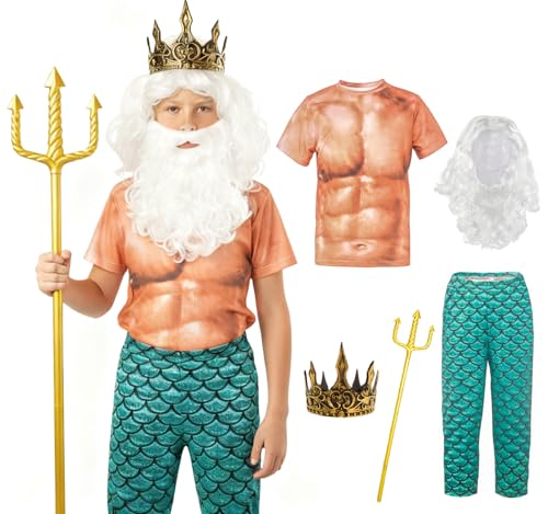Disfraz Poseidón para niños, set de 5 piezas, talla 3-4T miniatura 1