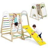 COSTWAY 6 en 1 Triángulo de Escalada Infantil, Gimnasio de Interior para Niños de 1+ Año (Multicolor)
