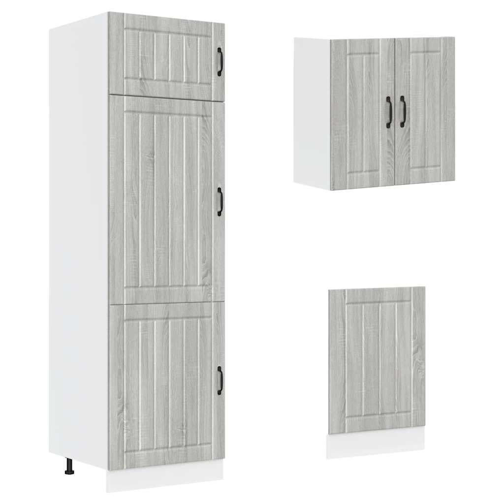 8-TLG. Küchenschrank-Set Kalmar Grau Sonoma Holzwerkstoff Küchenschrank-Set, Küchenblock variabel stellbar Küche Komplett, ohne Arbeitsplatte für Restaurant,Küche