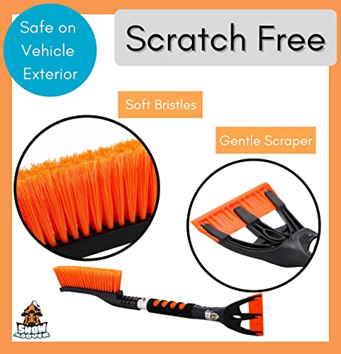 Birdrock Home 24" Snow Brush With Detachable Ice Scraper For Car | 9" Wide Bristle Brush | Size: Car & Small Suv | Lightweight Aluminum Body With Ergonomic Grip #TOP2