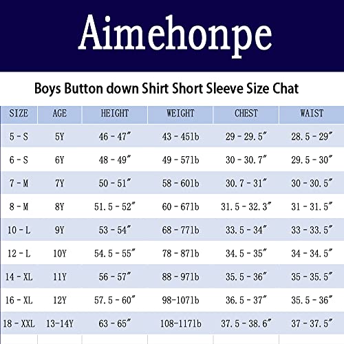 Aimehonpe Boys Short Sleeve Dress Shirts Plaid Button Down Woven Oxford Soft Casual Shirt, Oxfordwhiteplaid, Large #TOP6
