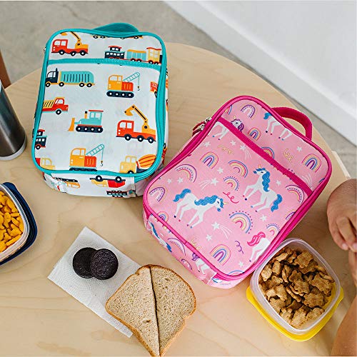 Wildkin Day2Day Kids Lunch Box Bag For Boys & Girls, Perfect For Elementary Lunch Box For Kids, Easy Access Front Pocket, Ideal For Packing Hot Or Cold Snacks For School & Travel (Modern Construction) #TOP5