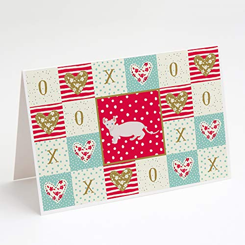 Caroline's Treasures CK5606GCA7P Dwelf #3 Cat Love Greeting Cards and Envelopes Pack of 8, Red Blank Cards with Envelopes Whimsical A7 Size 5x7 Blank Note Cards
