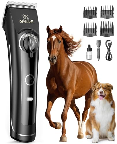 oneisall Maquina Cortar pelo Perros, Caniche Cortapelos Perros pelo Largo, Ultra Silencios Maquina pelar Perros con potente motor, Corta pelo Mascota con cuchillas removibles