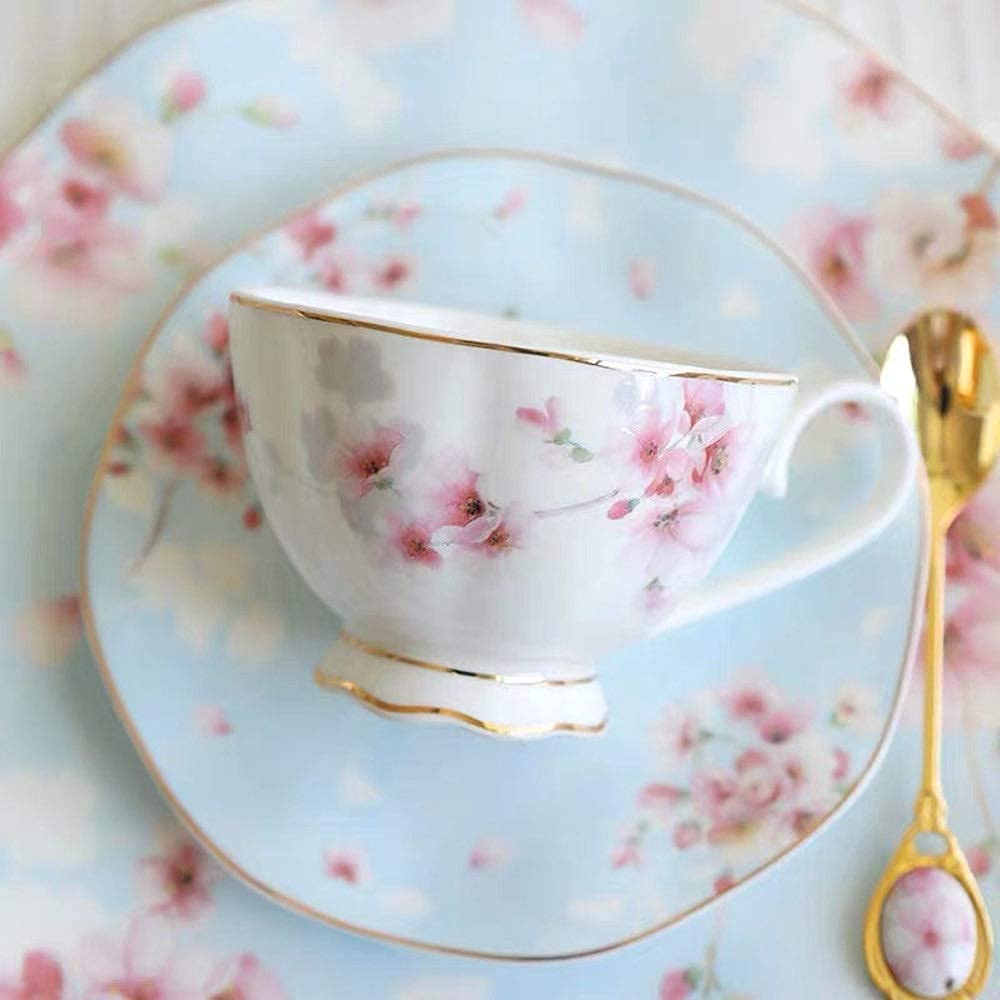 Tasse à café en Porcelaine Anglaise Faite à la Main, Service à thé de Phnom Penh, Tasse à thé de l'après-midi, Soucoupe, Tasse à Latte Classique à Fleurs, Tasse à Expresso