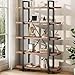 HSH Solid Wood Bookcase, 5 Tier Industrial Rustic Vintage Etagere Bookshelf, Open Metal Farmhouse Book Shelf, Distressed Brown