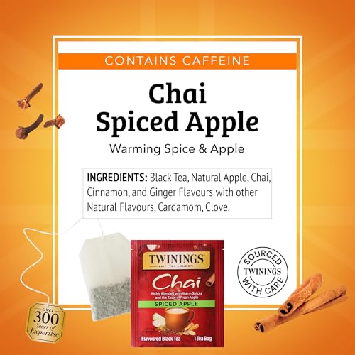 image for Twinings Spiced Apple Chai Black Tea Individually Wrapped Bags, 20 Cou