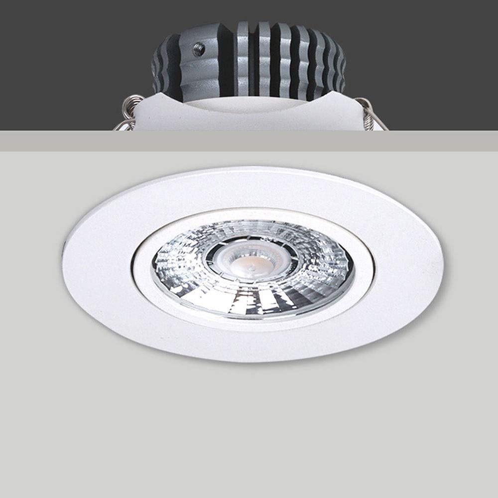 Recessed Ultra Thin Round COB Embedded Integrated Spotlight Borehole Size 70mm-80mm Recessed Downlight Aluminum White LED Anti-glare Panel Ceiling Light European Fashioned Mall Office Clothing S