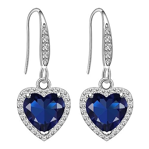 GZWHD Love Heart Cubic Zirconia Earrings for Women, Valentine's Day/Christmas/Mother's Day/Birthday/Birthstone Gift for Mother/Wife/Friend, Wedding/Prom/Party Earrings