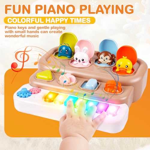 HOPANDOS Interactive Pop Up Animal Toy with Piano Keys, Music & Lights, Montessori Cause and Effect Toys for 3+ Year Old, STEM Fine Motor Skills Baby Toy for Infants 6-12 Months, Toddler Birthday Gift - Image 5