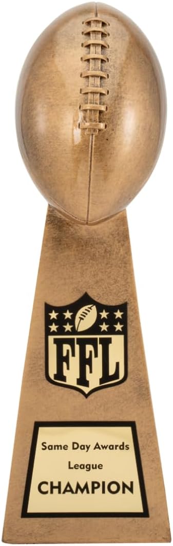Lil' Vince Gold Fantasy Football Trophy - Customizable Replica Tower Award for Fantasy Football League Champion Draft Parties End of Season Trophy
