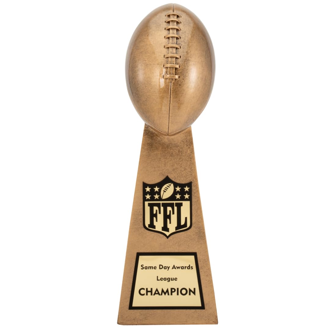 Lil' Vince Gold Fantasy Football Trophy | Free Engraving, Replica Tower Award, League Champion, Draft Parties, End of Season 10.75"