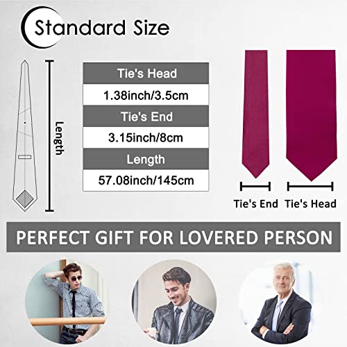 Image of Luckyvestir Mens Tie Solid Satin Neck Ties 3.15'' Formal Necktie for Wedding Business Christmas Father's Valentine's Day Gift