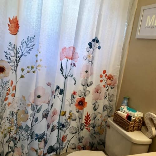 Rideau de douche pour accessoires de salle de bain modernes avec motifs fleurs - 6