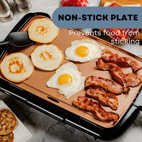 Ovente Electric Griddle With 16X10 Inch Nonstick Cooking Plate For Everyday Healthy Breakfast Pancakes Bacons Burgers Eggs, Adjustable Temperature Control, Safe & Hassle-Free Clean Up, Copper Gd1610Co #TOP1