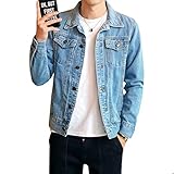 [ANGELCITY] デニムジャケット メンズ 秋用 ジージャン 薄手 コート ジージャン おしゃれ Gジャン 折り襟 アウター ブルゾン ジーンズ A891912 (XL, ライトブルー)