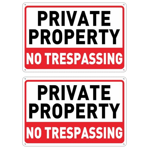 Image of Sarini 2pcs Private Property Signs, Outdoor No Trespassing Reflective Aluminum Signs, Weatherproof Metal Signs for Enhanced Property Security
