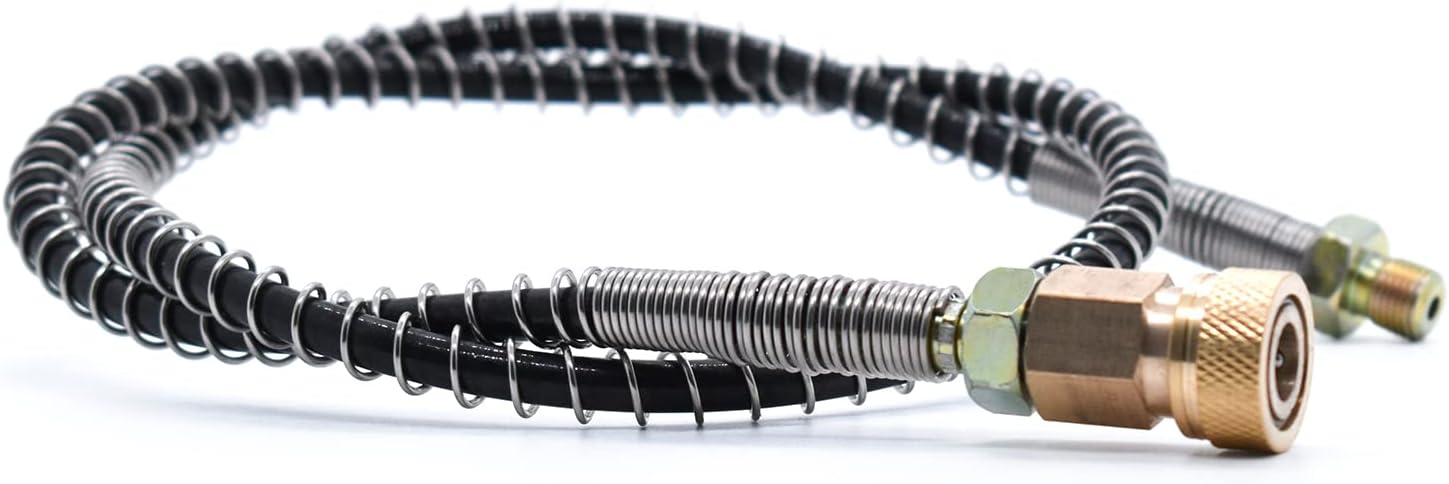 TUXING High Pressure Spring Filling Stations Refill Hose,with 8mm Quick Connector, M10*1 Female Connector Spring Hose for PCP/Automatic Hand Pump High Pressure Air Pump and for Compressor