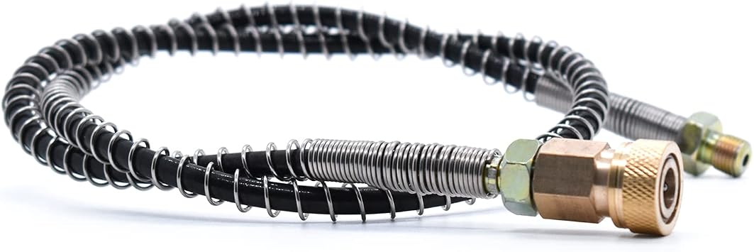 TUXING High Pressure Spring Filling Stations Refill Hose,with 8mm Quick Connector, M10 Female Connector Spring Hose for PCP/Automatic Hand Pump High Pressure Air Pump and for Compressor