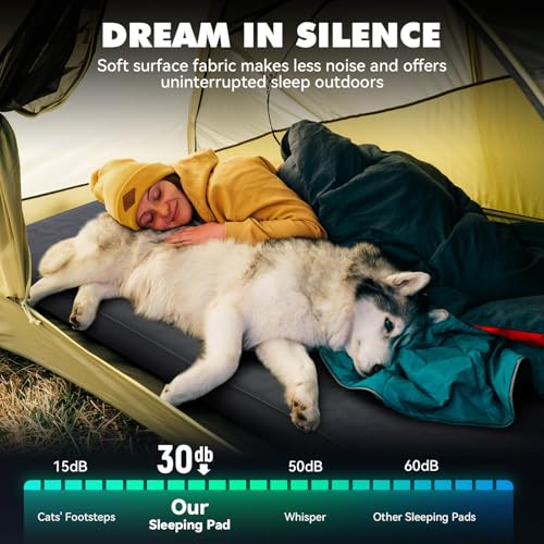 Image of Hikenture 4 inch Thick Self Inflating Sleeping Pad, Foam & Air Camping Mattress, 9.5 R-Value Insulated Sleeping Mat, Portable All Season Camping Pad for Tent, Car, Cot, Truck