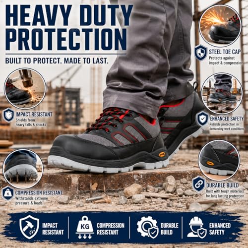 Image of FUEL Armour 4 DD ISI Marked Synthetic Fabric Breathable Safety Shoes for Men's Steel Toe Cap with Double Density Rubberized PVC Sole (140 J)