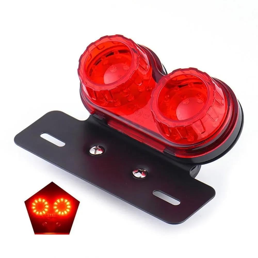 Luz Trasera De Freno Universal Para Motocicleta Lámpara Señal LED Integrada Con Soporte Placa Matrícula 12V(Ahumado)