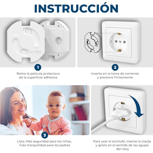 Hoffenbach 20x Protector de Enchufes para Bebés – Tapas de Seguridad Infantil para Enchufes – Protección para Bebés en el Hogar – Protectores de Enchufes con Giro – Seguridad en Casa – Blanco - Imagen 6