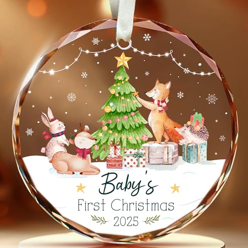 Image of Fastpeace Glass Ornament Baby’s First Christmas 2025 – Glass Holiday Tree Decoration & Keepsake, Newborn Gift for Boys or Girls, Elegant Christmas Decor for New Parents and Families