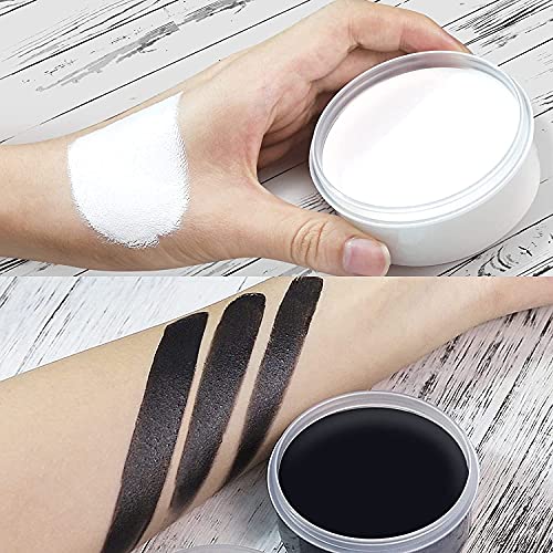 Bobisuka Blank In The Dark Black + White Oil Face Body Paint Set, Large Capacity Professional Paint Palette Kit With Brushes For Art Theater Halloween Party Cosplay Clown Sfx Makeup For Adults (140G/4.93 Oz) #TOP1
