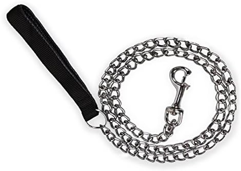 Strong Dog Lead Chain 1.2m 1.8m Chew Proof Metal Dog Leash 4ft 6ft Heavy Duty No Bite Lead for Puppies Small Medium Large Dogs - Padded Comfy Handle