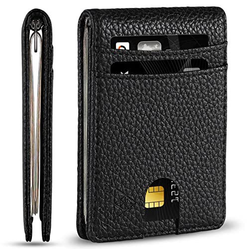 Tryangoos Slim Wallet for Men Money Clip Mens Wallets-RFID Blocking Front Pocket Bifold Credit Card Holder (Black)