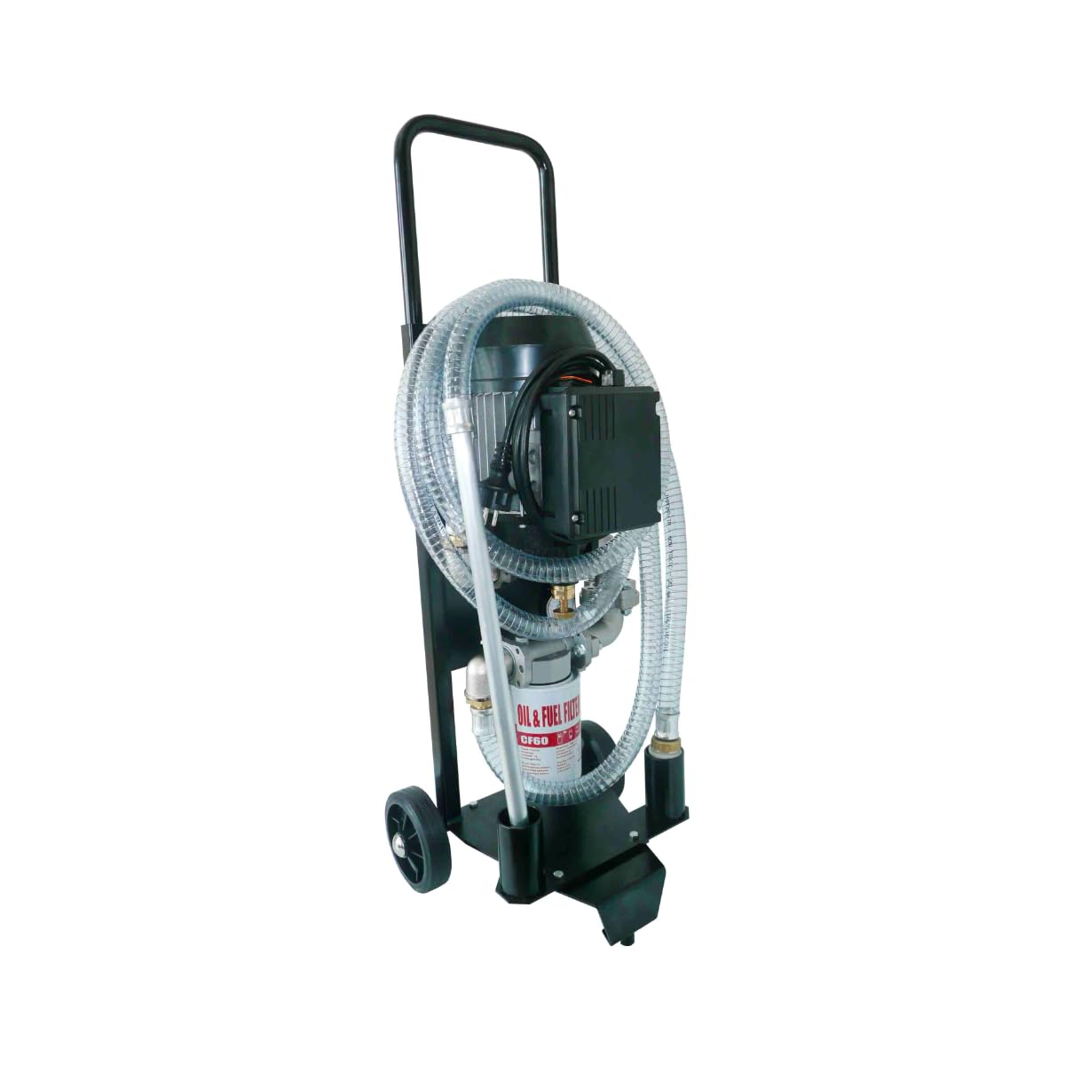 PIUSI Mobile Filtrationseinheit für Hydrauliköl/viskose Flüssigkeiten, Durchflussrate 25 l/min, 10-Mikron-Filter, 230V/50Hz, Komplett mit Schläuchen, Rädern und Düse | Depuroil 00050300A