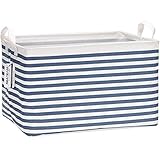 Sea Team Collapsible Canvas Fabric Storage Basket with Handles, Rectangle Waterproof Storage Bin,...