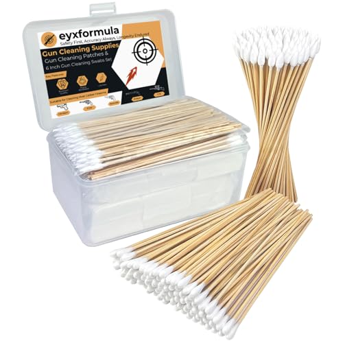 Image of Gun Cleaning Supplies - Lint Free Gun Cleaning Patches and 6 Inch Gun Cleaning Swabs Kit - Fit for Most Caliber Firearms Cleaning