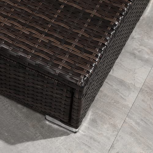 Outsunny 3 Pieces Rattan Garden Furniture Sofa Set, 4 Seater Garden Corner Sofa with 5-Level Reclining Sun Lounger and Storage Coffee Table, Outdoor Furniture Conservatory Set with Cushions, Brown - Image 9