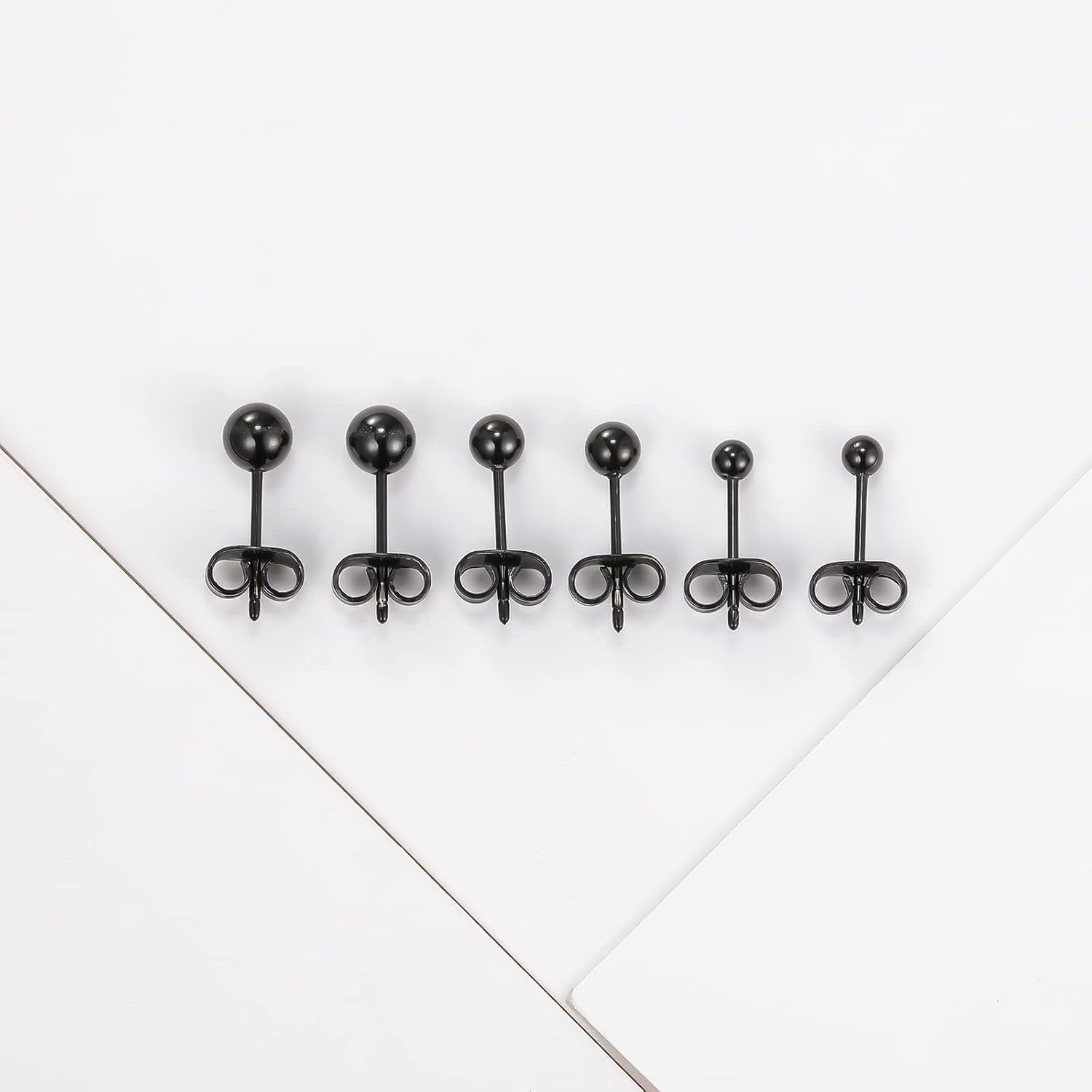 Titanium Ball Earrings Hypoallergenic Studs for Women Men Sensitive Ears Black 3mm 4mm 5mm Titanium Backs - Image 5