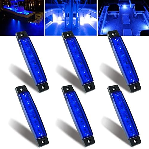 WIMACT LED Boat Interior Lights Marine Boat Lights Marine Courtesy Light Strip Deck Transom Cockpit Navigation Lighting Waterproof 12V for Fishing Pontoon Sailboat Kayak Yachtv (6Pcs) (Blue)