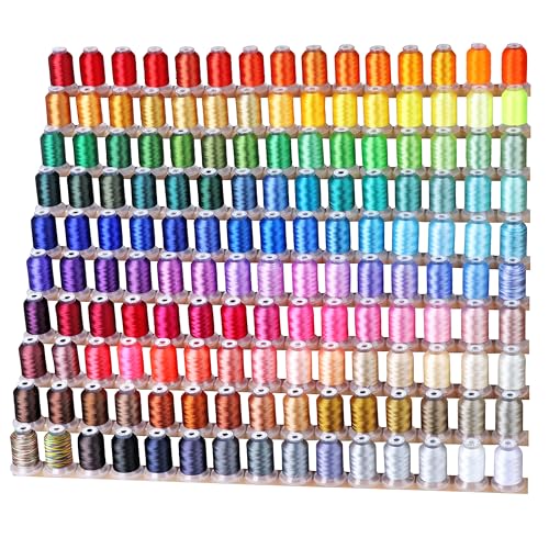 New brothread Mega Kit 150 Colors Compatible with Brother & Janome Polyester Embroidery Machine Thread 40WT 500M/550YD Compatible with Brother Babylock Janome Singer Pfaff Husqvarna Bernina Machines