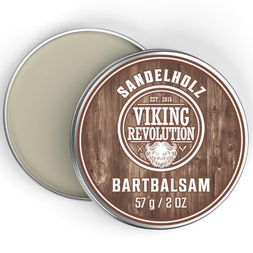 Viking Revolution - Bart Balsam mit Sandelholzduft & Argan- & Jojobaöl - Bartwachs - Stylt, Stärkt & Macht Bärte & Schnurrbärte Weich - Herren Geschenke - Sandelholz - 57 g