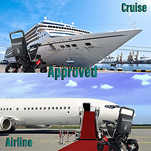 Malisa Electric Wheelchair, Automatic Folding Power Wheelchair For Adults, Foldable Motorized Wheel Chair, Portable Lightweight All Terrain Electric Wheelchairs For Seniors (Black-Red Frame) #TOP3