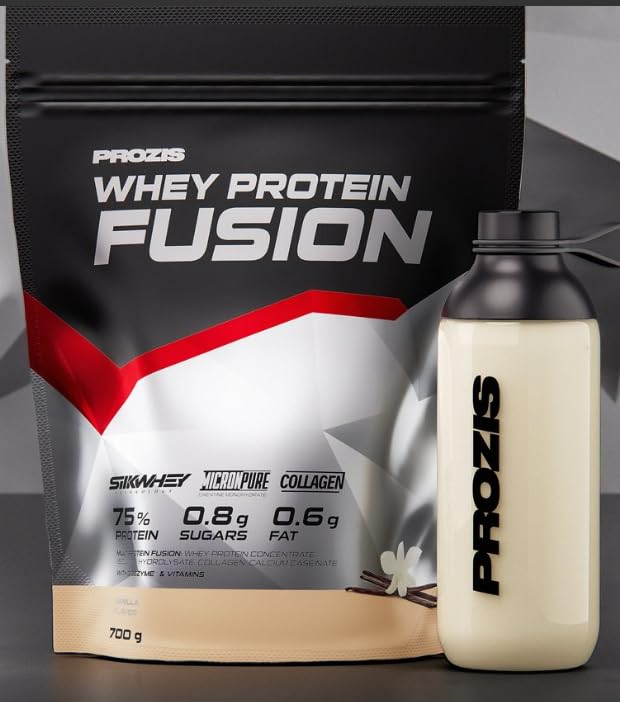 Prozis Whey Protein Fusion 700 g - proteine siero del latte con vitamine e creatina, multi gusti (biscotto e crema)