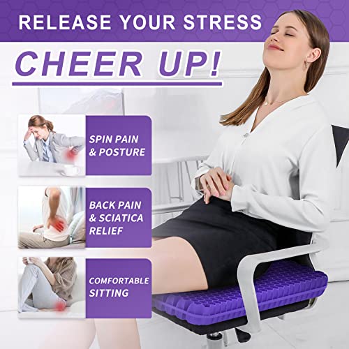 Super Large & Thick Gel Seat Cushion For Long Sitting, Office Chair Cushion For Car, Wheelchair, Desk, Stadium- Hip, Coccyx, Sciatica, Pressure Sores Tailbone Pain Relief Pad, Seat Cushion #TOP2
