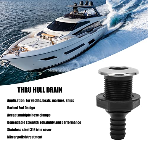 Embornal de drenagem de barco, encaixe direto no casco de alta resistência de 3/4 pol. para navios d