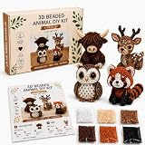 3D Beaded Animals Kit, Tiny 3D Beaded Animal DIY Kit with Colorful Beads, Wire, Needles and Instructions, Cute Beading Craft Set for Desk and Shelf Decor & Gift, Relaxing Handmade Hobby for Adult