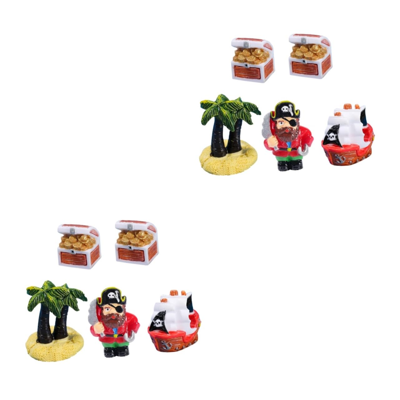 MAGICLULU 2 Sets Beach Theme Miniature Pirate Decors Doll House Accessories Pirate Ship Treasure Chest Decors for Beach Miniatures