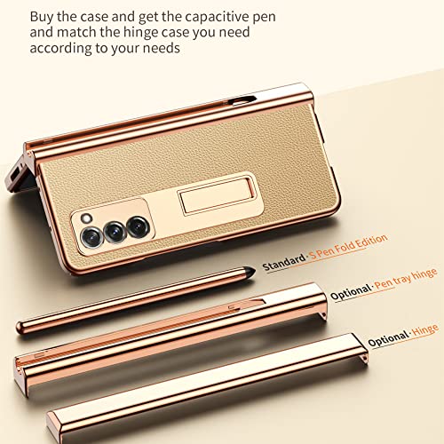 Coque en cuir pour Samsung Z Fold 3 avec film en verre trempé blanc